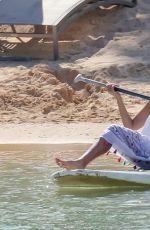 JESSICA ALBA Paddleboarding on Vacation in Honolulu 07/14/2017