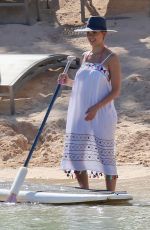 JESSICA ALBA Paddleboarding on Vacation in Honolulu 07/14/2017