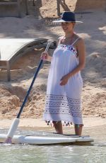 JESSICA ALBA Paddleboarding on Vacation in Honolulu 07/14/2017