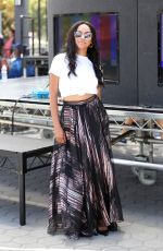 KAT GRAHAM on the Set of Extra in Universal City 07/19/2017