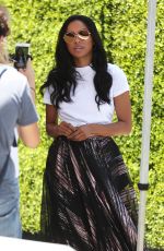 KAT GRAHAM on the Set of Extra in Universal City 07/19/2017