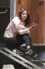 KATHARINE MCPHEE at a Break on the Set of Scorpion TV Series 07/17/2017