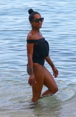 LATOIA FITZGERALD in Swimsuit at a Beach in Miami 07/18/2017