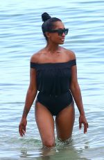 LATOIA FITZGERALD in Swimsuit at a Beach in Miami 07/18/2017