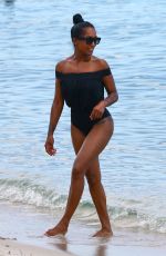 LATOIA FITZGERALD in Swimsuit at a Beach in Miami 07/18/2017
