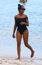 LATOIA FITZGERALD in Swimsuit at a Beach in Miami 07/18/2017