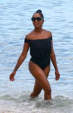 LATOIA FITZGERALD in Swimsuit at a Beach in Miami 07/18/2017