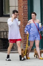 LENA DUNHAM Out with Her Dogs in New York 07/07/2017