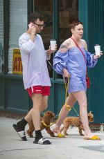 LENA DUNHAM Out with Her Dogs in New York 07/07/2017