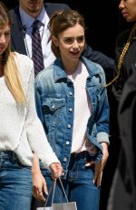 LILY COLLINS Leaves AOL Build in New York 07/26/2017