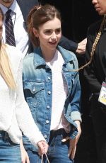 LILY COLLINS Leaves AOL Build in New York 07/26/2017