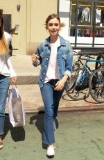 LILY COLLINS Leaves AOL Build in New York 07/26/2017