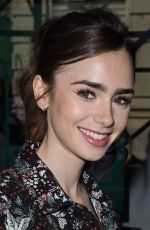 LILY COLLINS Arrives at AOL Build in New York 07/26/2017