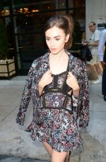 LILY COLLINS Arrives at AOL Build in New York 07/26/2017