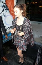 LILY COLLINS Arrives at AOL Build in New York 07/26/2017
