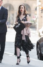 LILY COLLINS at Loulou Restaurant in Paris 07/02/2017