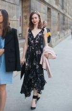 LILY COLLINS at Loulou Restaurant in Paris 07/02/2017