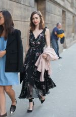 LILY COLLINS at Loulou Restaurant in Paris 07/02/2017