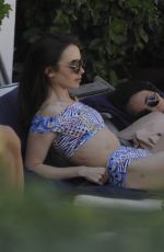 LILY COLLINS in Bikini at a Beach in Ischia 07/16/2017