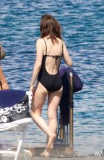 LILY COLLINS in Swimsuit at a Beach in Ischia 07/15/2017