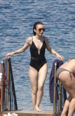 LILY COLLINS in Swimsuit at a Beach in Ischia 07/15/2017