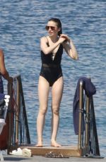 LILY COLLINS in Swimsuit at a Beach in Ischia 07/15/2017