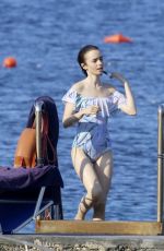 LILY COLLINS in Swimsuit at a Beach in Ischia 07/18/2017