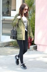 LILY COLLINS Leaves a Gym in West Hollywood 07/11/2017