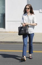 LILY COLLINS Out Shopping in  Beverly Hills 07/07/2017