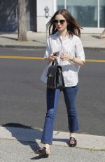 LILY COLLINS Out Shopping in  Beverly Hills 07/07/2017