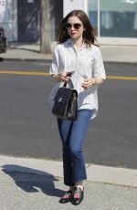 LILY COLLINS Out Shopping in  Beverly Hills 07/07/2017