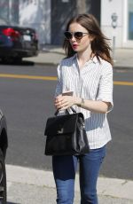LILY COLLINS Out Shopping in  Beverly Hills 07/07/2017