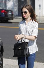 LILY COLLINS Out Shopping in  Beverly Hills 07/07/2017