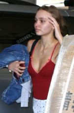 LILY-ROSE DEPP in Tights at LAX Airport in Los Angeles 07/20/2017
