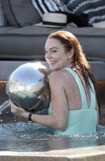 LINDSAY LOHAN in Swimsuit on Vacation in Mykonos 24/07/2017