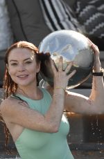 LINDSAY LOHAN in Swimsuit on Vacation in Mykonos 24/07/2017