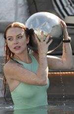 LINDSAY LOHAN in Swimsuit on Vacation in Mykonos 24/07/2017