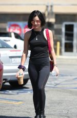 LUCY HALE in Tights Out for Coffee in Los Angeles 07/28/2017