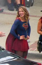 MELISSA BENOIST on the Set of Supergirl in New Westminster 07/27/2017