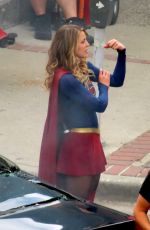 MELISSA BENOIST on the Set of Supergirl in New Westminster 07/27/2017