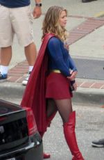 MELISSA BENOIST on the Set of Supergirl in New Westminster 07/27/2017