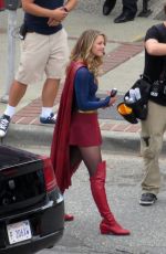 MELISSA BENOIST on the Set of Supergirl in New Westminster 07/27/2017