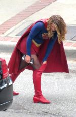 MELISSA BENOIST on the Set of Supergirl in New Westminster 07/27/2017