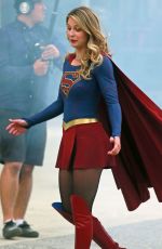MELISSA BENOIST on the Set of Supergirl in Vancouver 07/16/2017