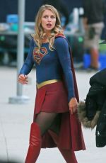 MELISSA BENOIST on the Set of Supergirl in Vancouver 07/16/2017