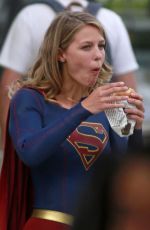 MELISSA BENOIST on the Set of Supergirl in Vancouver 07/16/2017