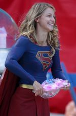 MELISSA BENOIST on the Set of Supergirl in Vancouver 07/16/2017