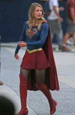 MELISSA BENOIST on the Set of Supergirl in Vancouver 07/16/2017