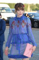 MILLA JOVOVICH Arrives at Mui Mui Fashion Show at Paris Fashion Week 07/02/2017
