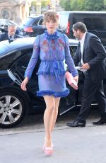 MILLA JOVOVICH Arrives at Mui Mui Fashion Show at Paris Fashion Week 07/02/2017